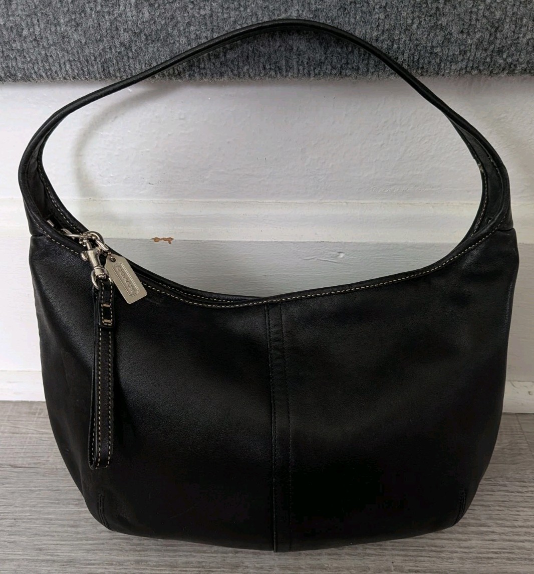 Vintage Coach Ergo Hobo Leather H2K-9219 Half Moon Shoulder Bag Black Purse
