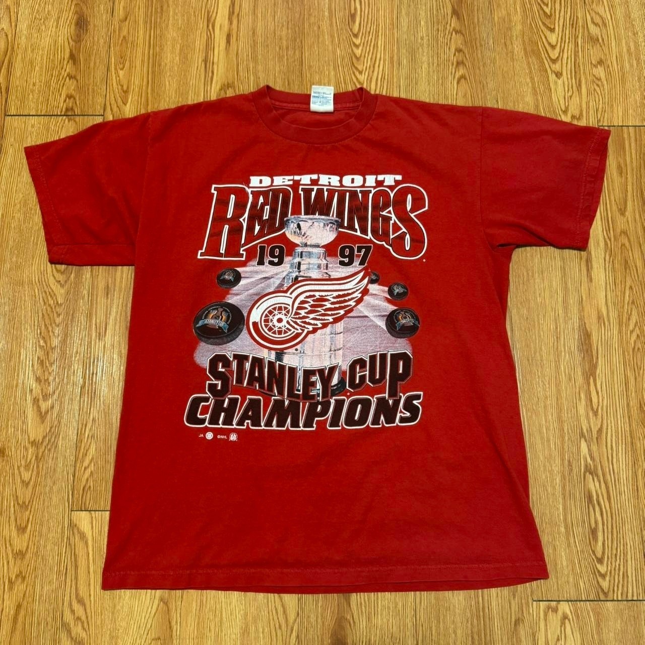 Detroit Red Wings Men’s Shirt Vintage 90s Hockey NHL Stanley Cup Size Large