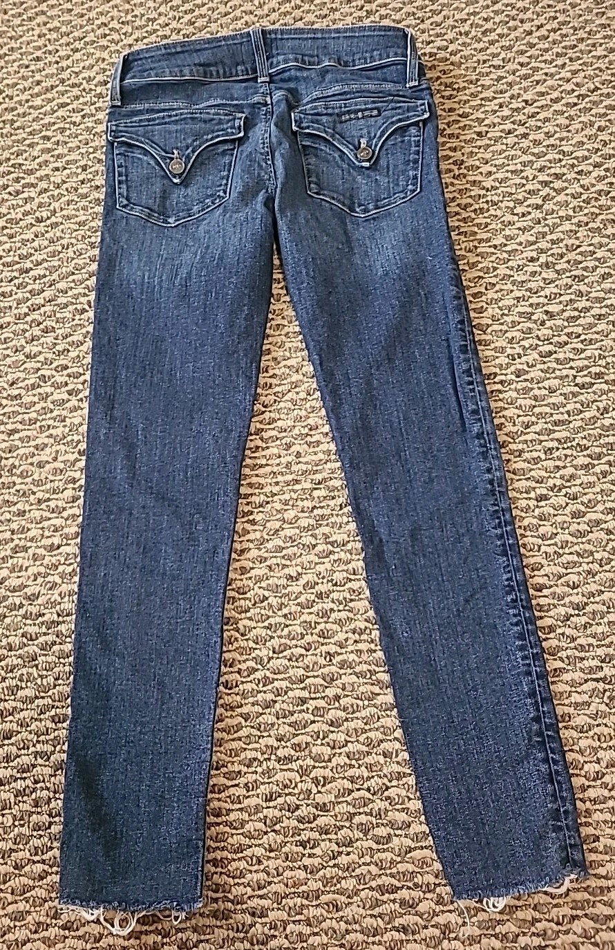 Hudson Collin Mid Rise Skinny Ankle Jeans Size 26 Raw Hem Denim