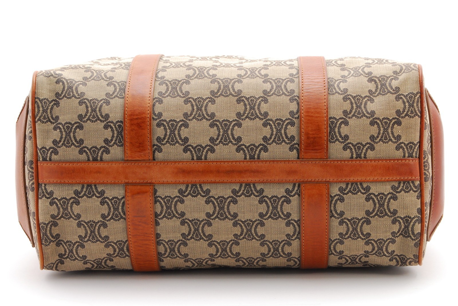 CELINE Macadam Boston Bag Beige Brown Canvas