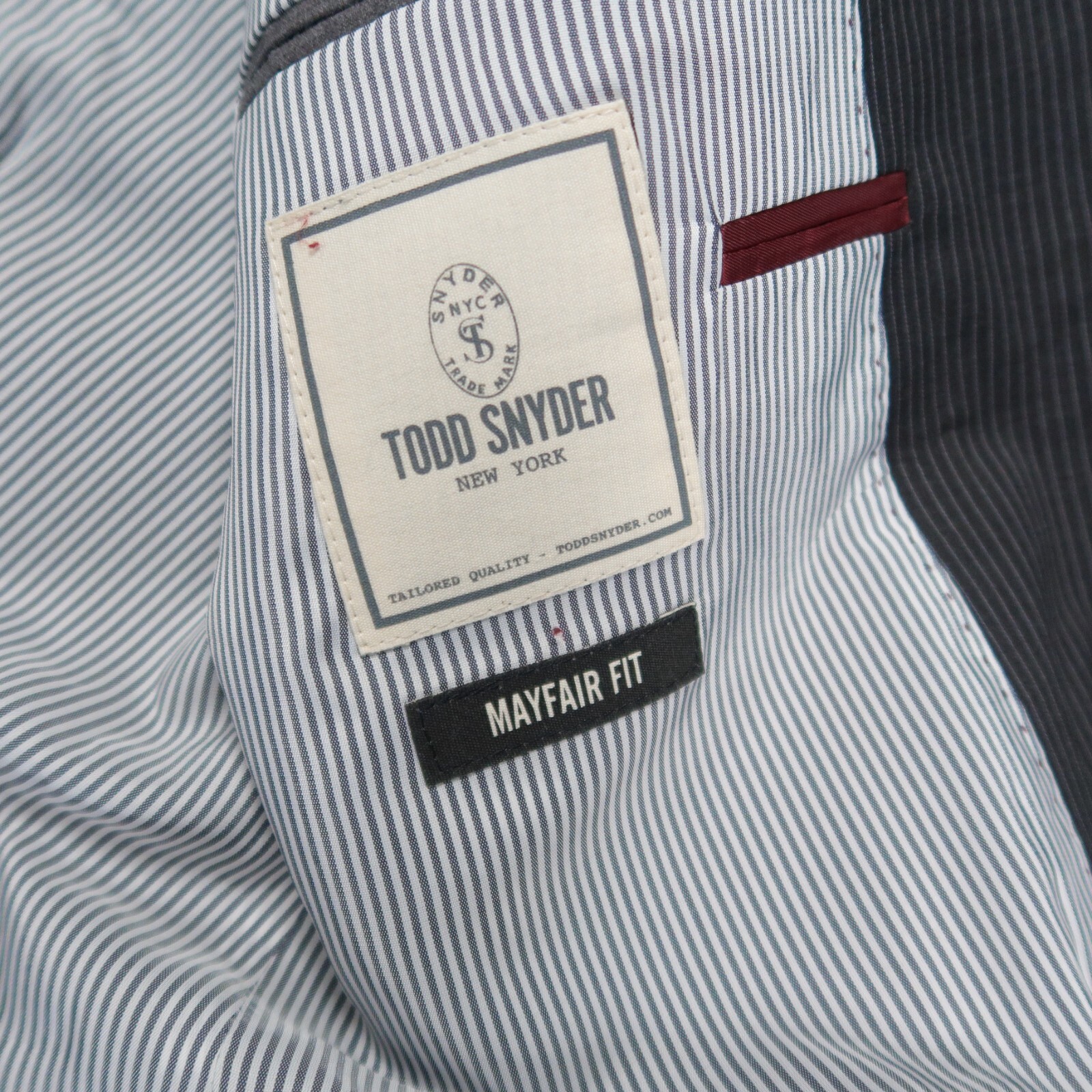 Todd Snyder Blazer Mens 40R Gray Mayfair Fit Wool Pinstripe Sport Coat Jacket