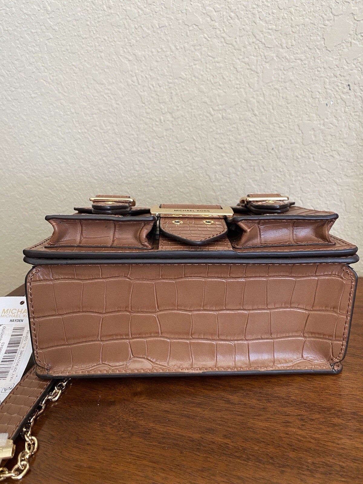 MICHAEL Michael Kors Hayden Pocket Messenger Embossed Leather Handbag Chestnut