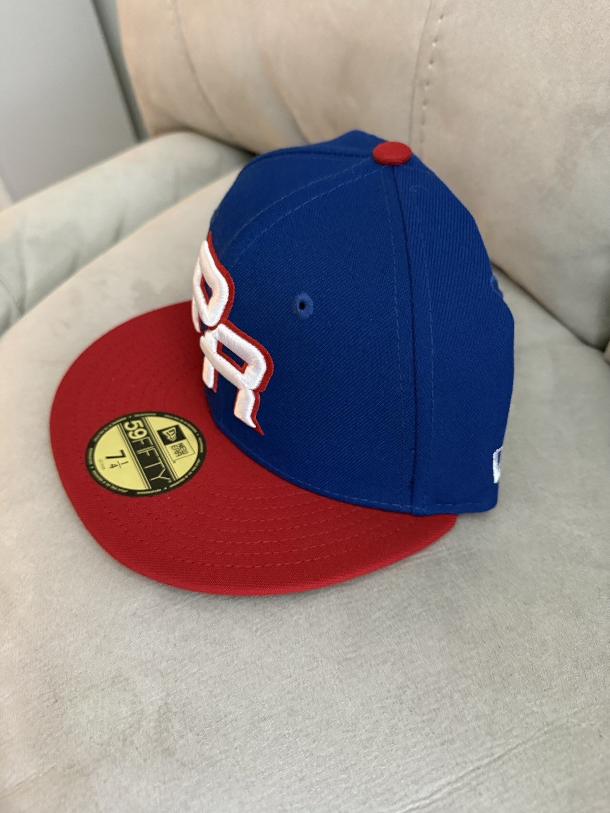 New Era Puerto Rico Flag Colorblock Fitted Baseball Cap Blue/Red/White 7 1/4