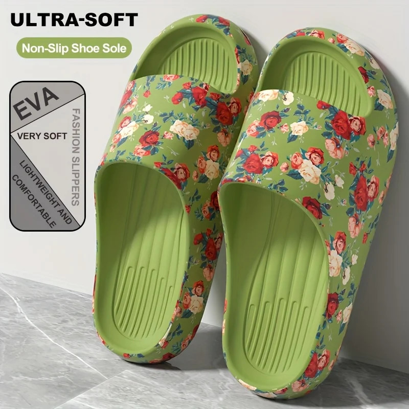 Cloud Slippers Floral Slide Sandals EVA Soft Indoor Outdoor Unisex Shoes