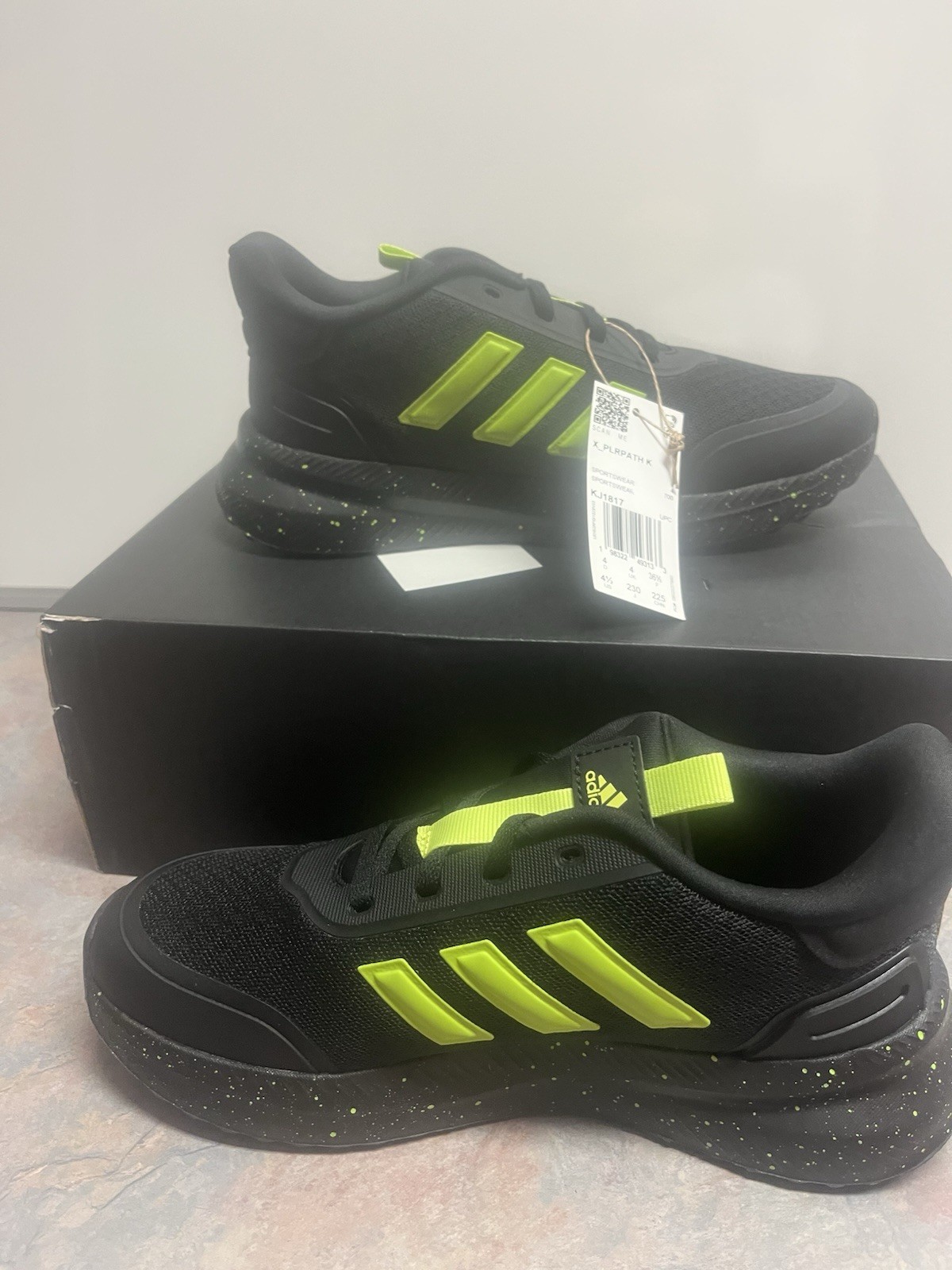 adidas X_PLRPATH KJ1817 Breathable Mesh Low Top Lace-Up Sneaker Black/Green