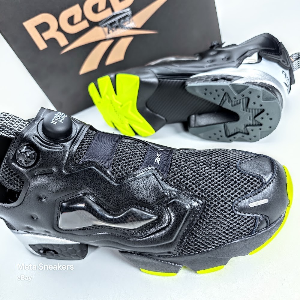 Reebok Aries InstaPump US 12 Men’s Black Silver Yellow Retro Fury 100208650 New