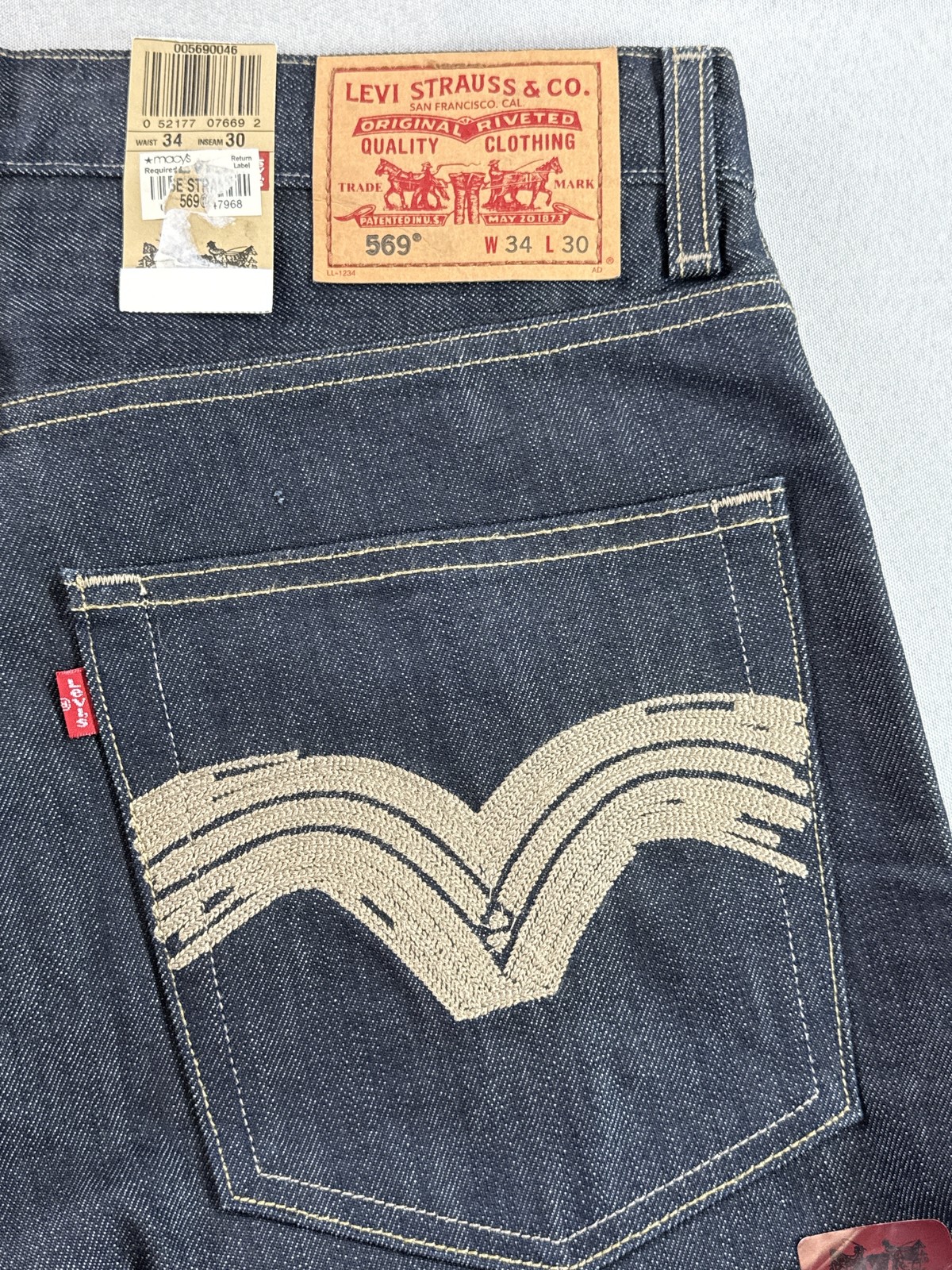 Levi’s 569 Straight Leg Dark Wash Denim Jeans W34 L30 100% Cotton New Tags Mid