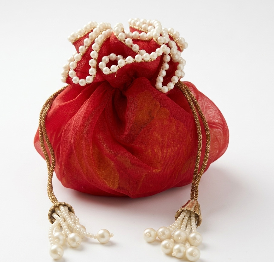 Indian Dry Fruit Gifting Organza Potli Bag for Women, Haldi Wedding Ceremony