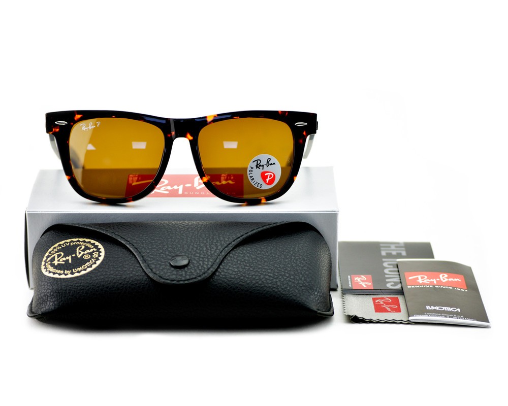 Ray-Ban RB2140 Original Wayfarer Tortoise Frame Polarized Brown Lens 54mm Unisex
