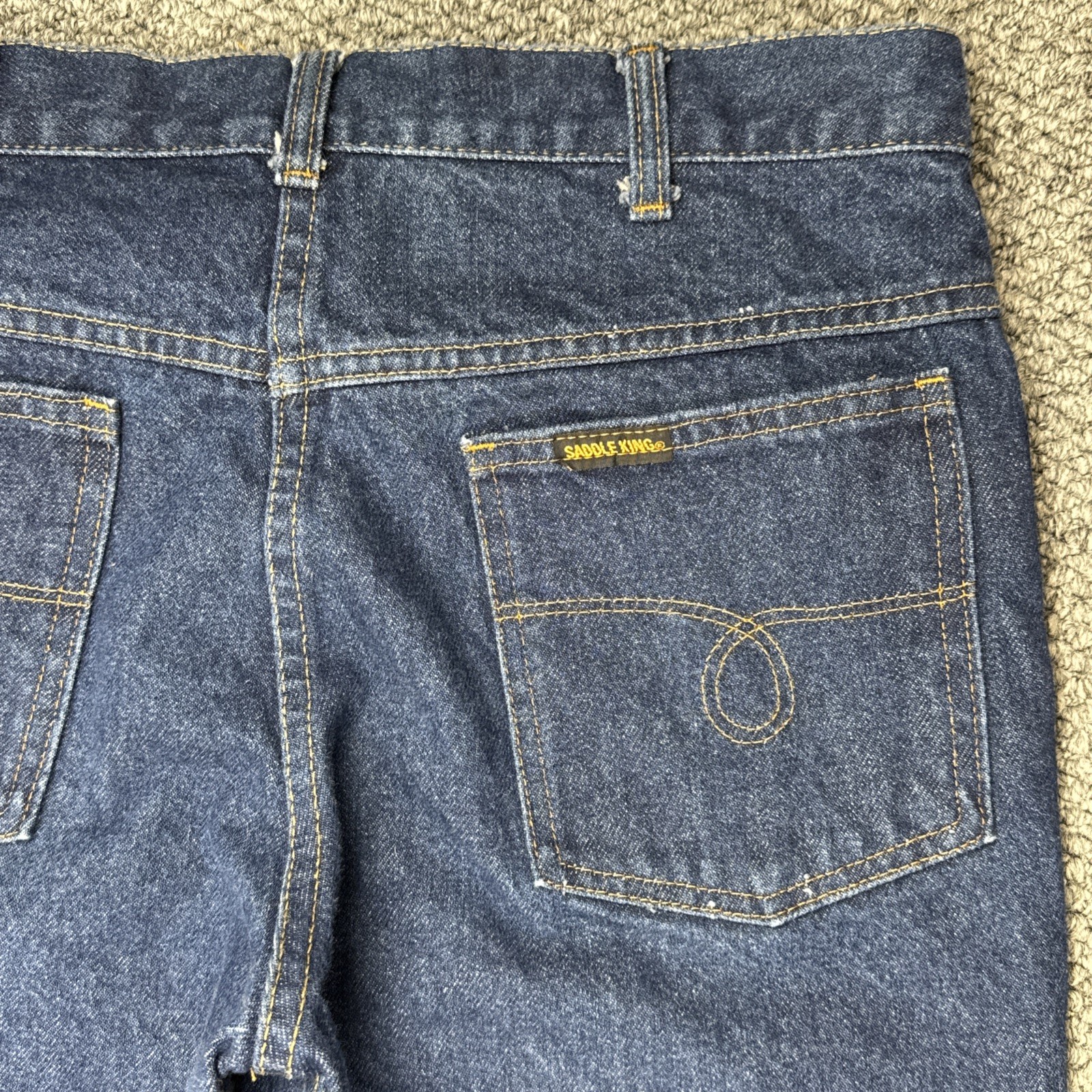 Saddle King Key Jeans Men’s 34×36 Vintage Raw Denim Blue Medium Wash
