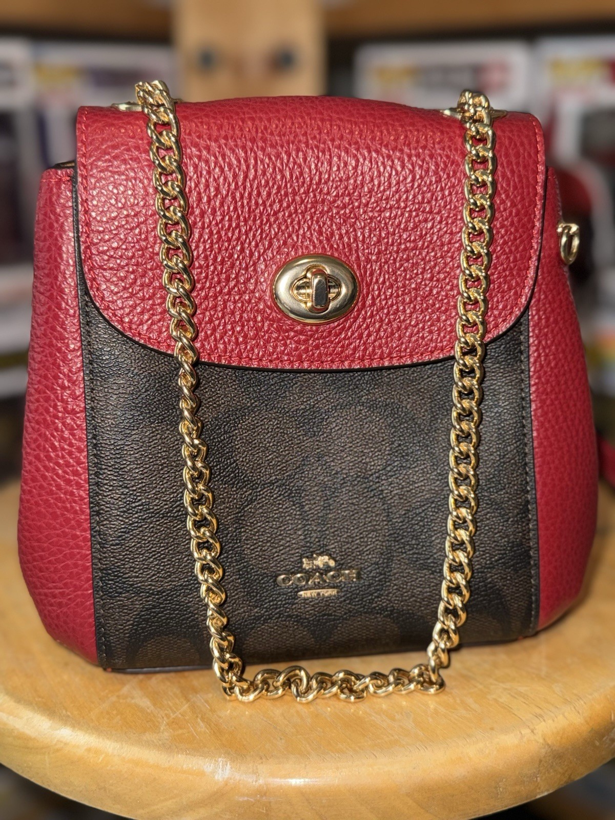 Coach C5678 Convertible Mini Backpack Signature Canvas Pebbled Leather used rare