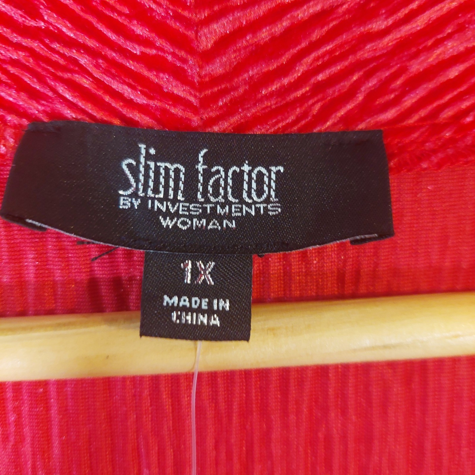 Slim Factor Kimono Cardigan 1X Red Textured Duster Open Front Stretch Top