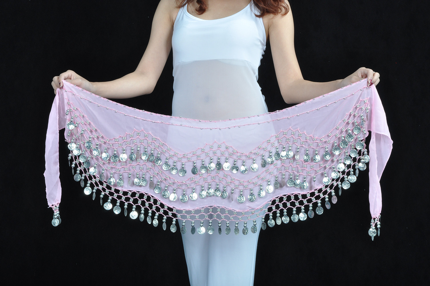 Women’s 3 Rows Belly Dance Waist Chain Belt Hip Wrap Scarf Belly Dancing Costume