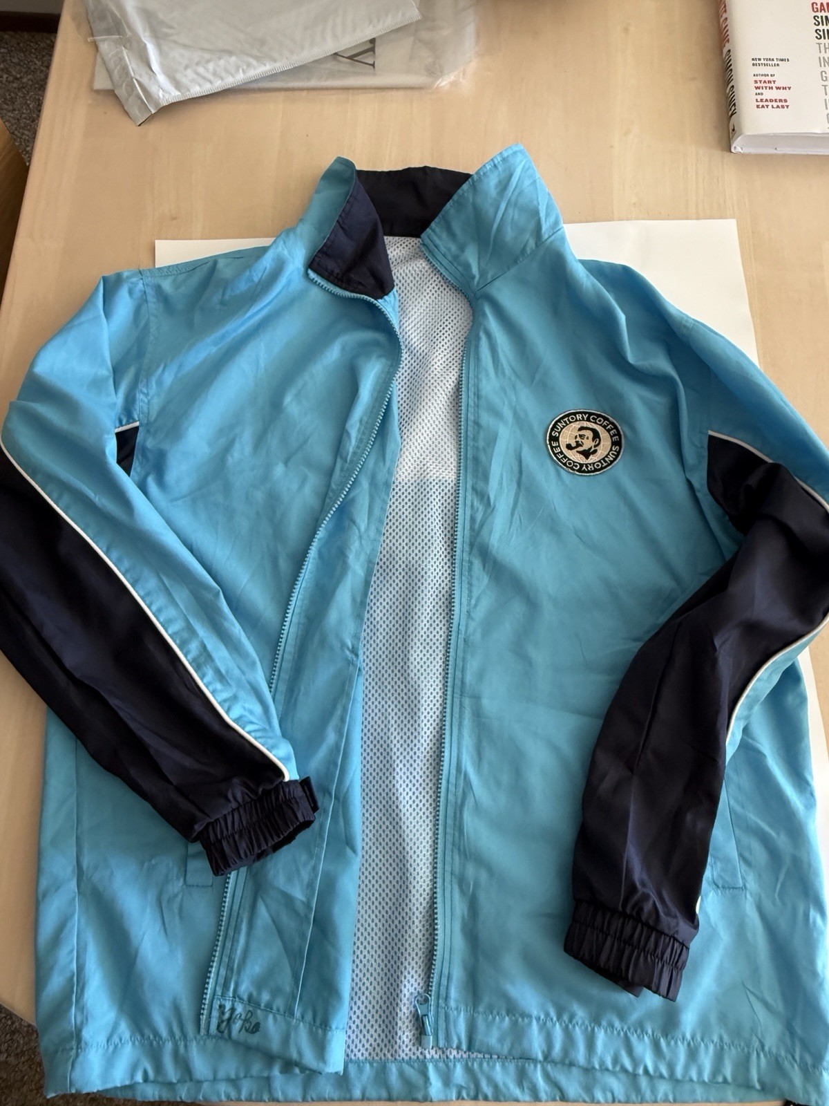 Suntory Coffee Windbreaker Jacket Unisex L Light Blue Vintage