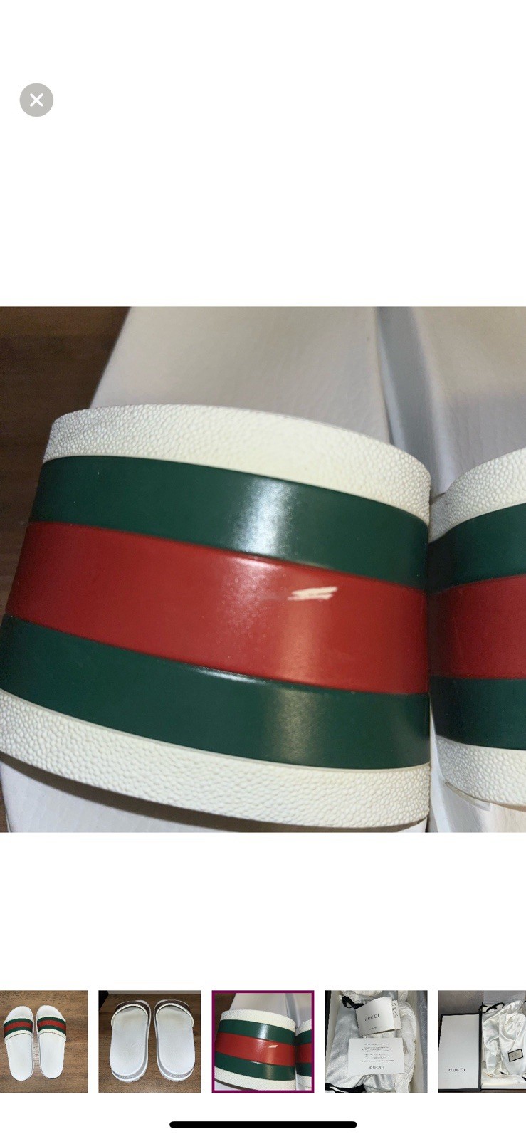 Gucci Men’s Web Pool Slides Sz.6