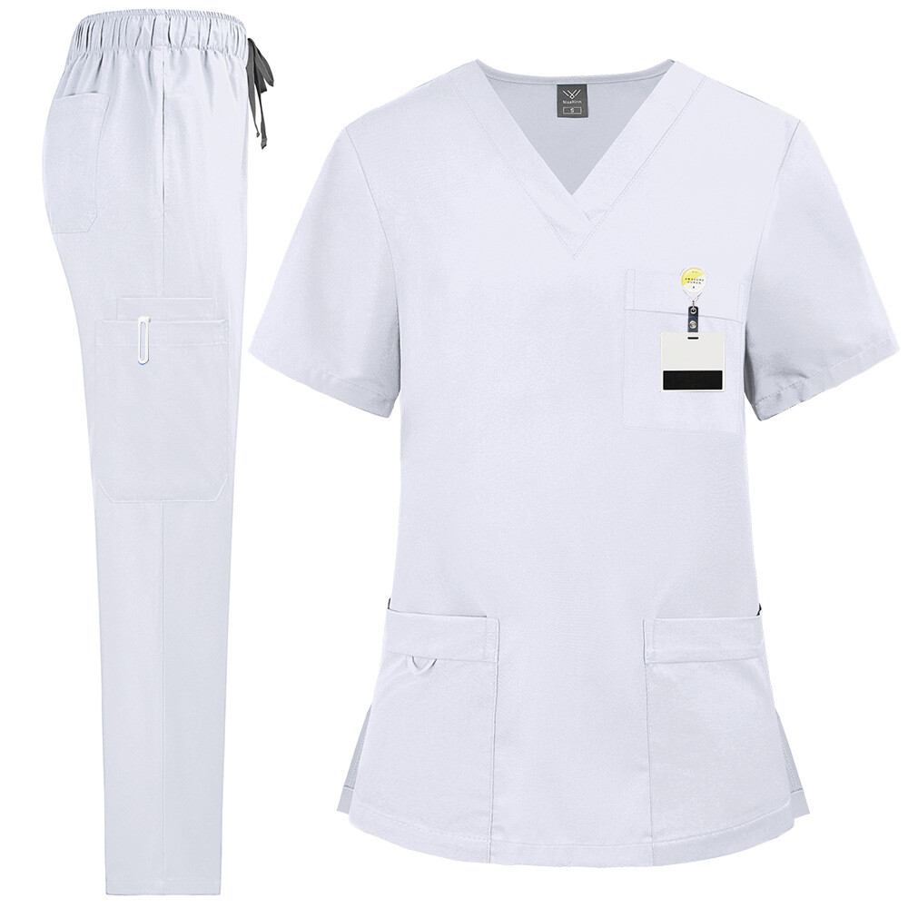 2025 Nursing Hospital Uniform Medical Scrub Set Women Men V-Neck Straight Suit