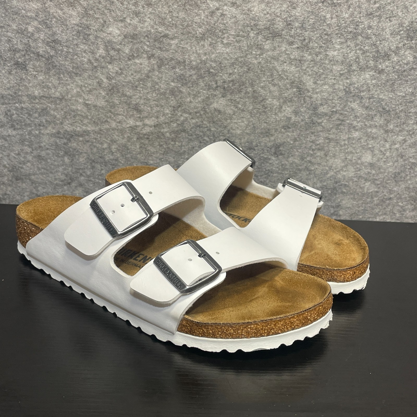 Birkenstock Arizona Birko Flor Sandals Womens EU 40 US 9 Narrow White Footbed