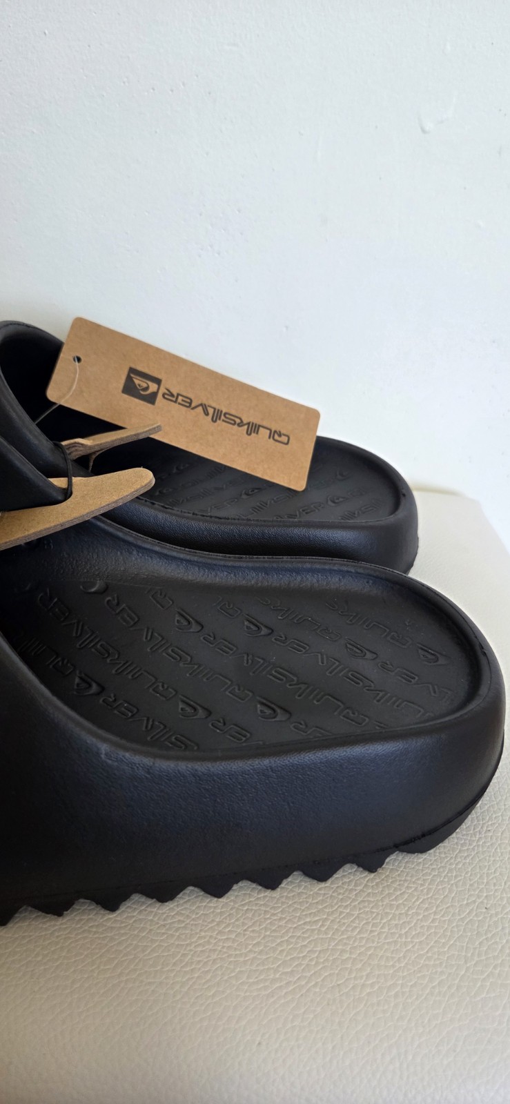 Quiksilver Men’s Slide Sandals Black Slip-On Synthetic US 9 EU 42 UK 8