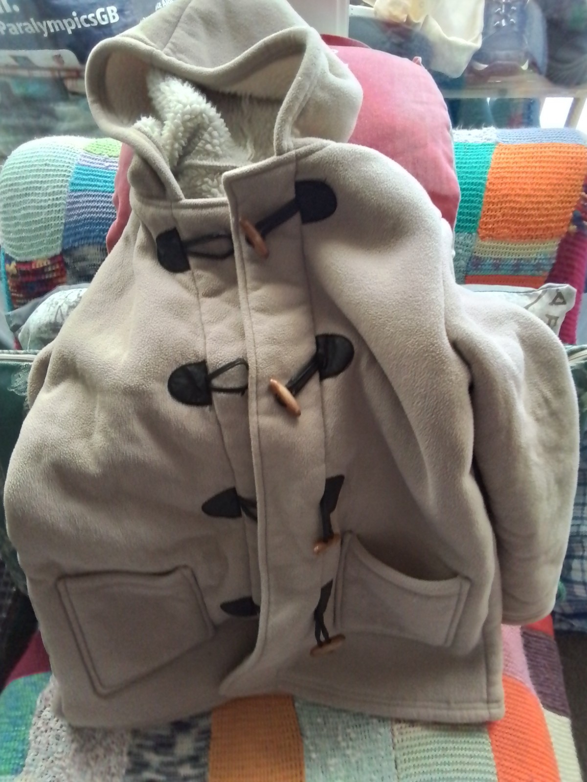 natural coloured coat damart made toggles with hood used