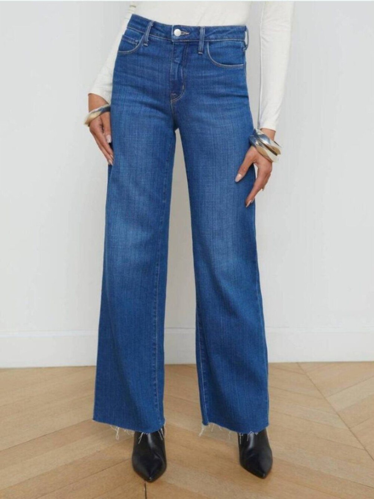 L’Agence Scottie Wide Leg High Rise Jean in Apollo Dark Wash size 30
