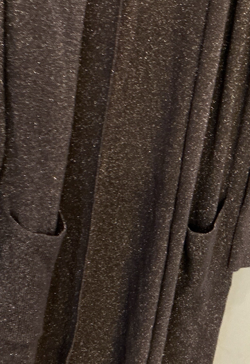 Ann Taylor Metallic Knit Open Front Cardigan Sweater w/ Pockets Gray M
