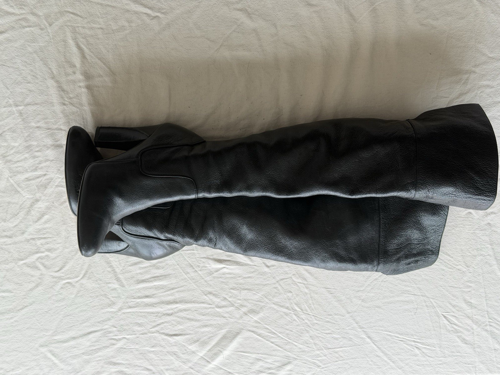 Eden Women’s Brown Leather Over the Knee Boots Almond Toe Block Heel Zip 8