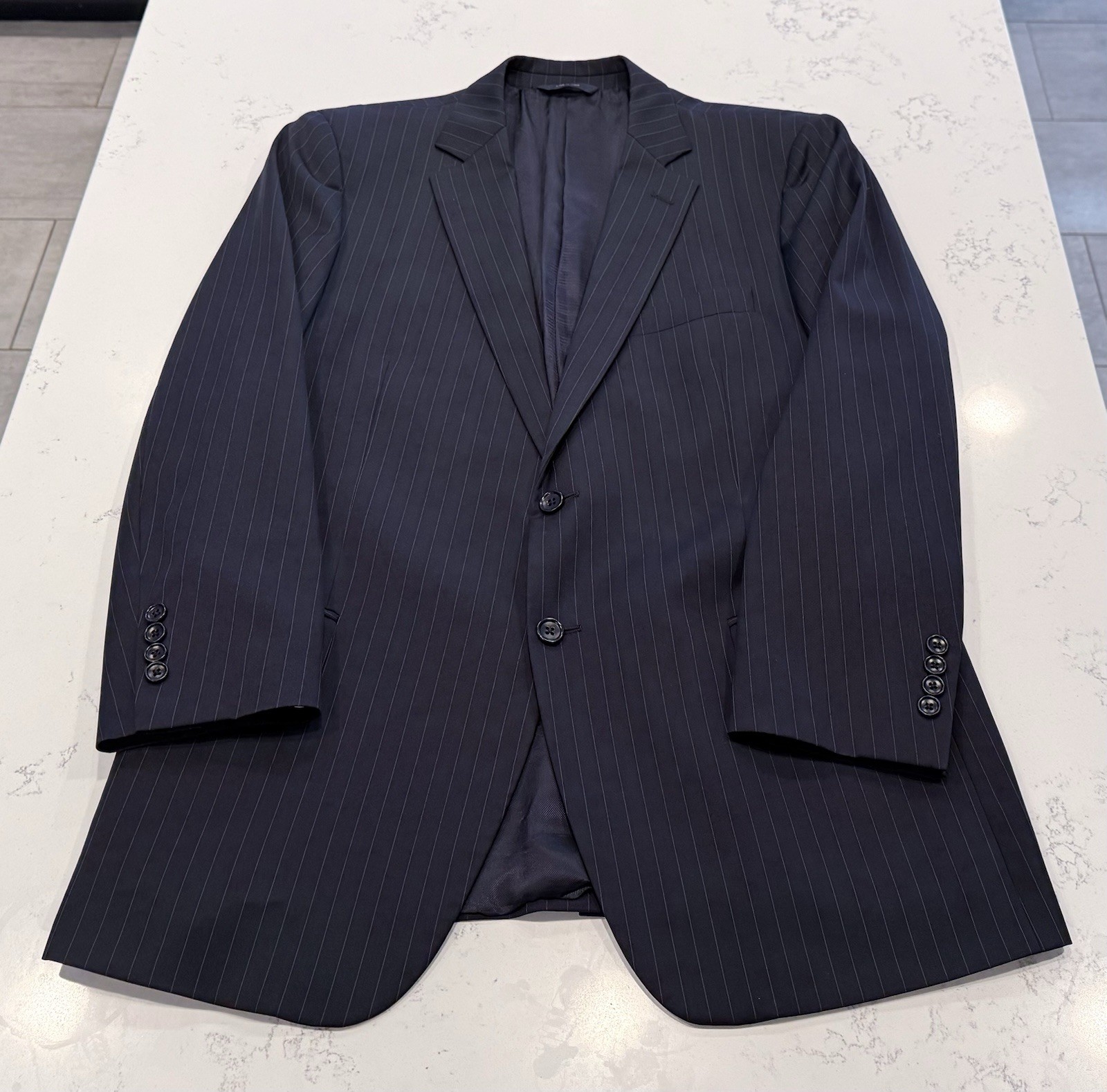 Brooks Brothers Fitzgerald Wool Blue Striped Suit 40R Jacket 34×29 (+2.5″) Pants