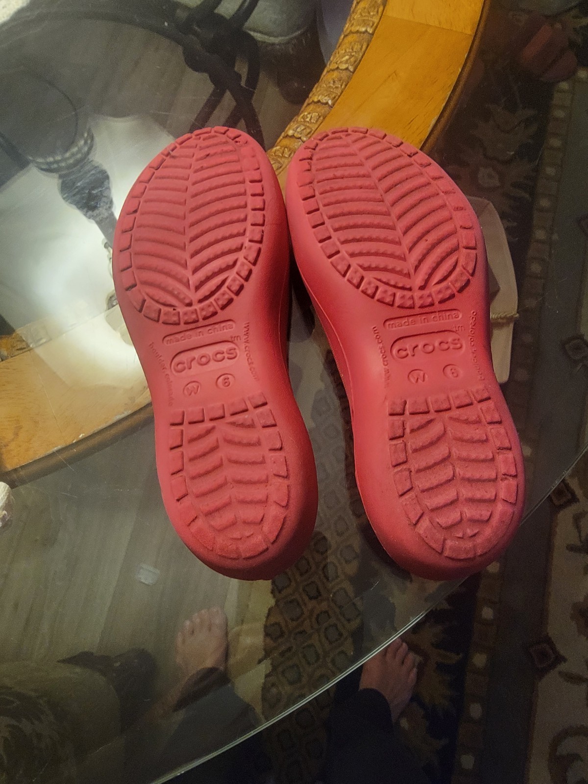 Crocs Women’s Pink Rubber Slip-On Ballet Flats Round Toe Cut Out Lightweight 6