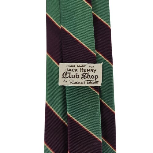 Vtg. Robert Talbott/Jack Henry Green Brown Classic Stripe 100% Silk Tie-England