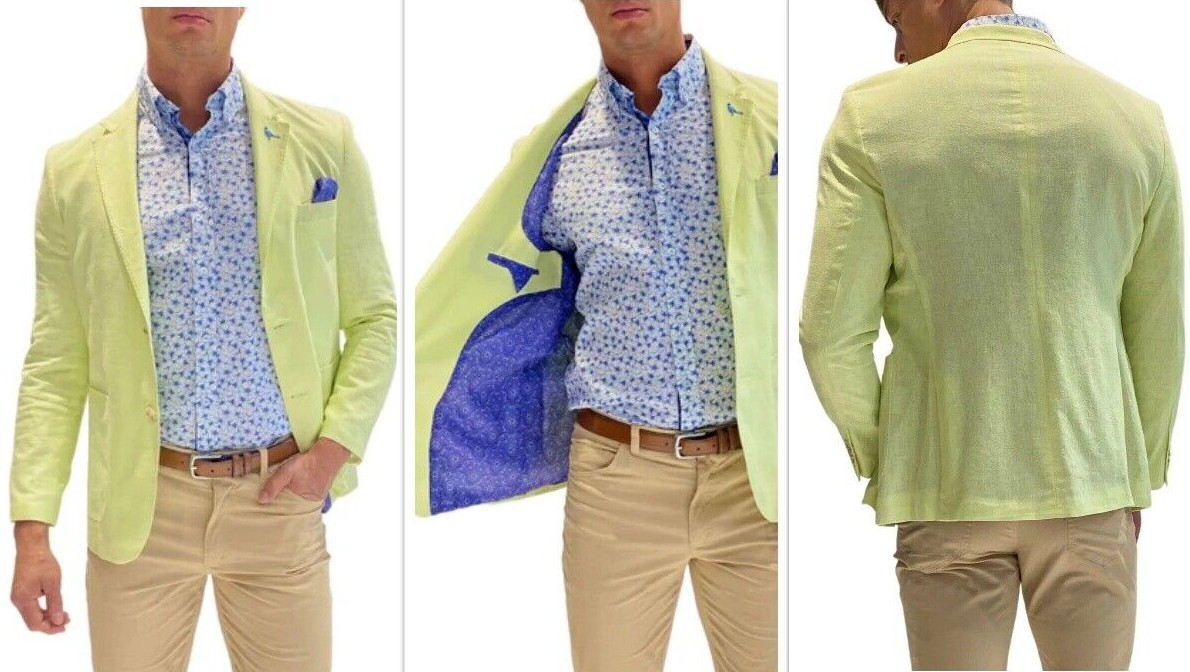 NEW TAILORBYRD $325 CLASSIC FIT LINEN BLEND BLAZER SPORT COAT, 44R