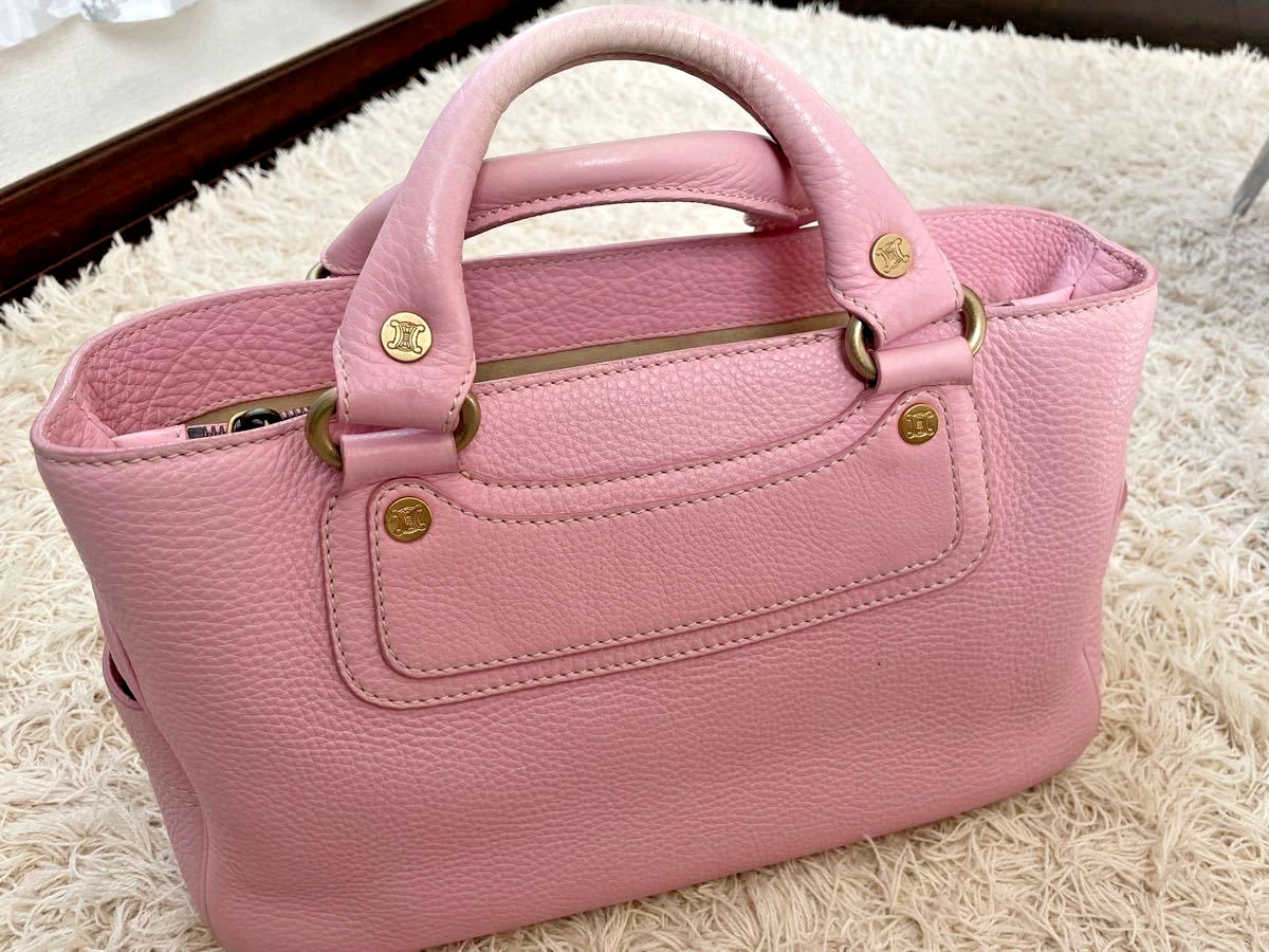 Authentic CELINE Boogie Bag Pink Leather Handbag USED with Dust Bag