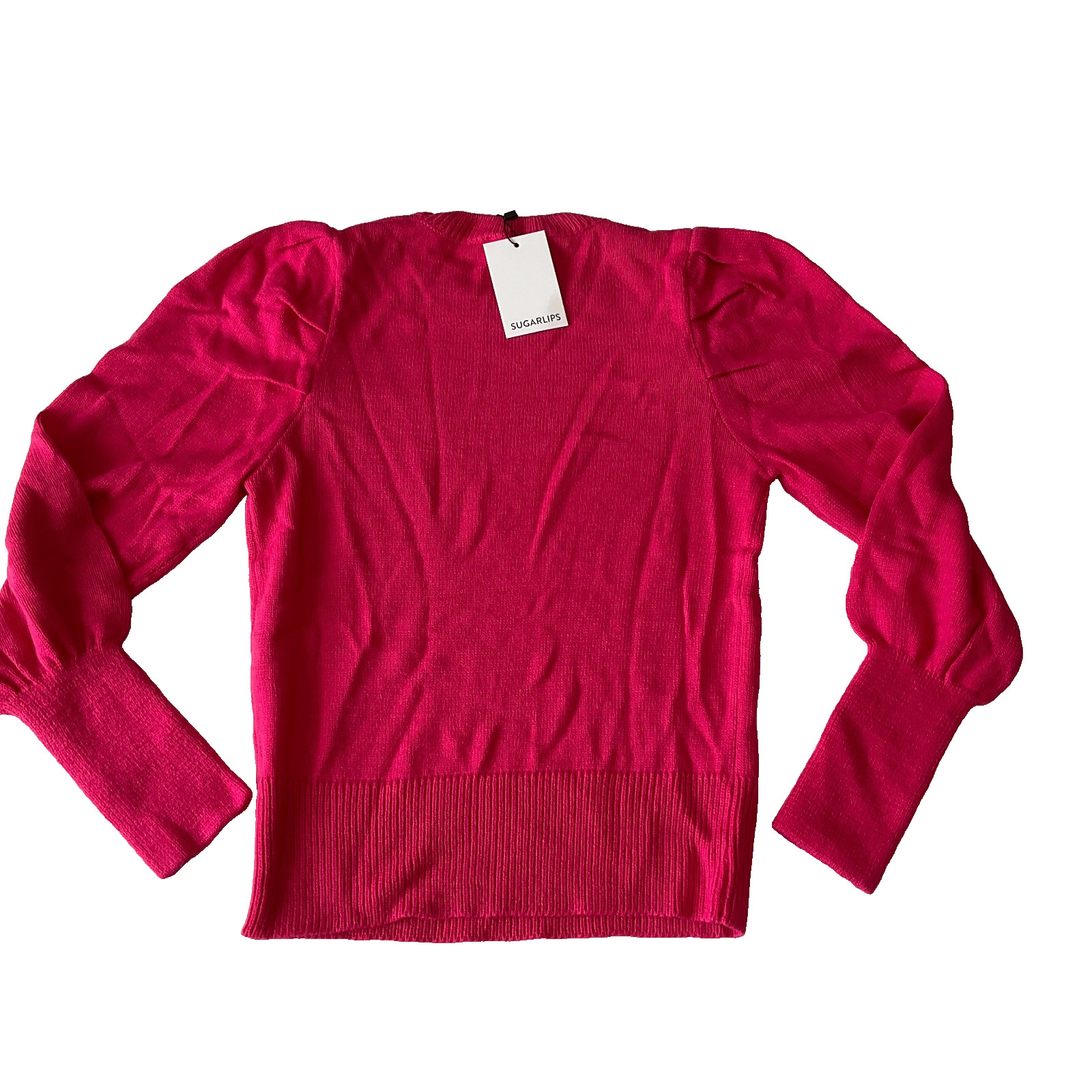 Sugarlips Pullover Sweater Womens Size M Pink Long Sleeve Stretch Knit