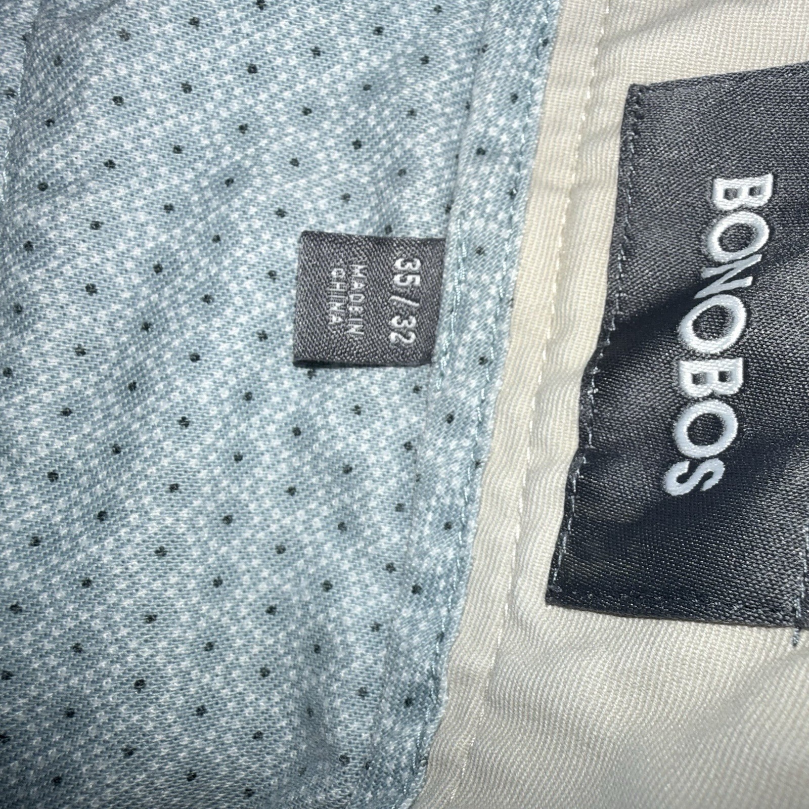 Bonobos Men’s Slim Fit Ivory Khakis 35 Flat Front Button Cotton Solid
