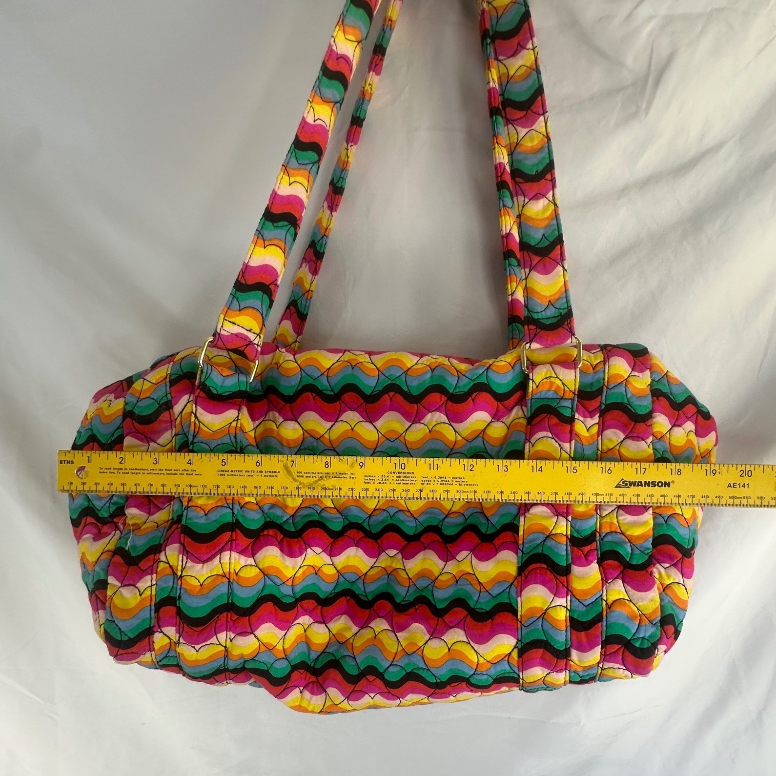 NWT Betsey Johnson Rainbow Weekenders Bag With Clear Pink Zip Bag