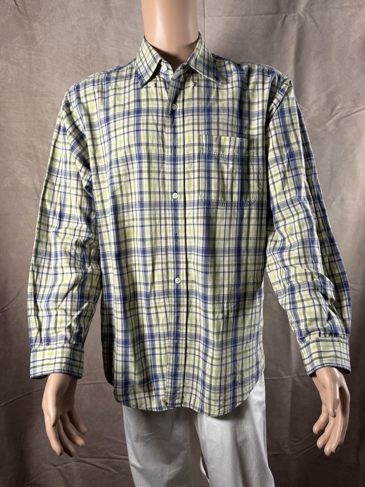 L.L.Bean Men’s Plaid Button-Up Long Sleeve Cotton Shirt w/ Pockets M Regular