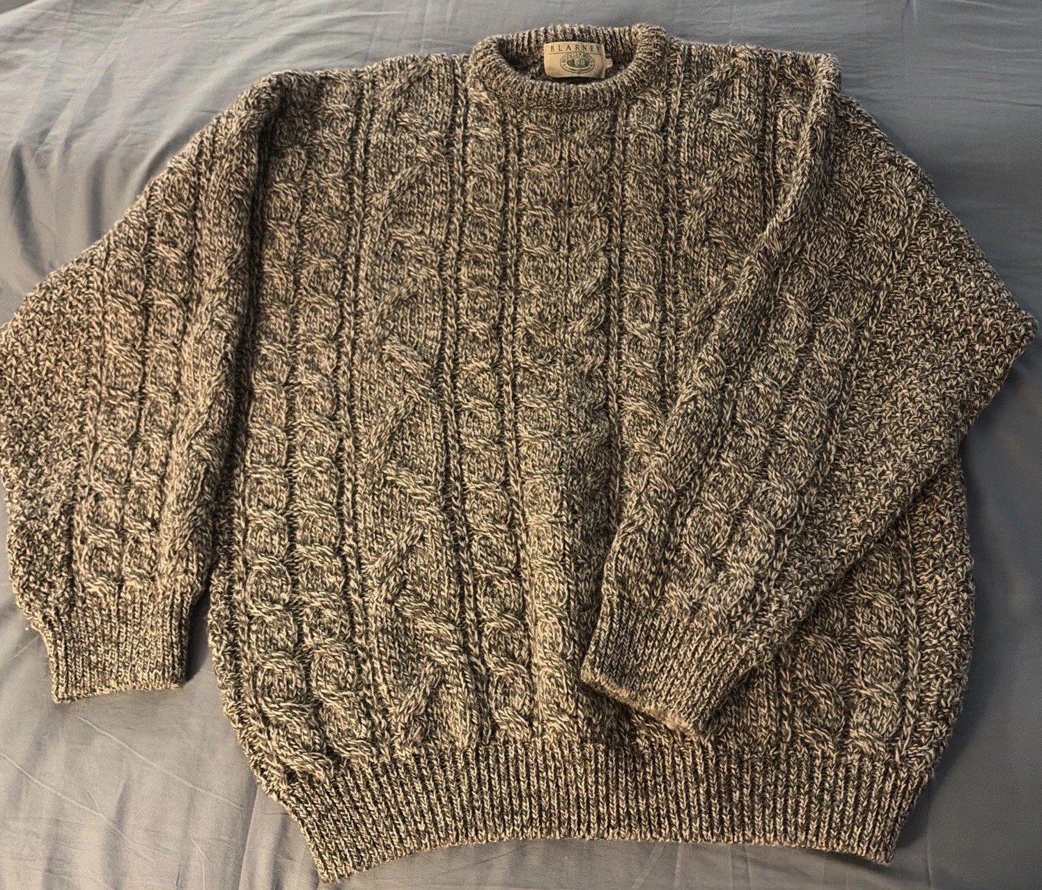 Blarney Woolen Mills Cable Knit Sweater Mens XL Pure New Wool Irish Fisherman