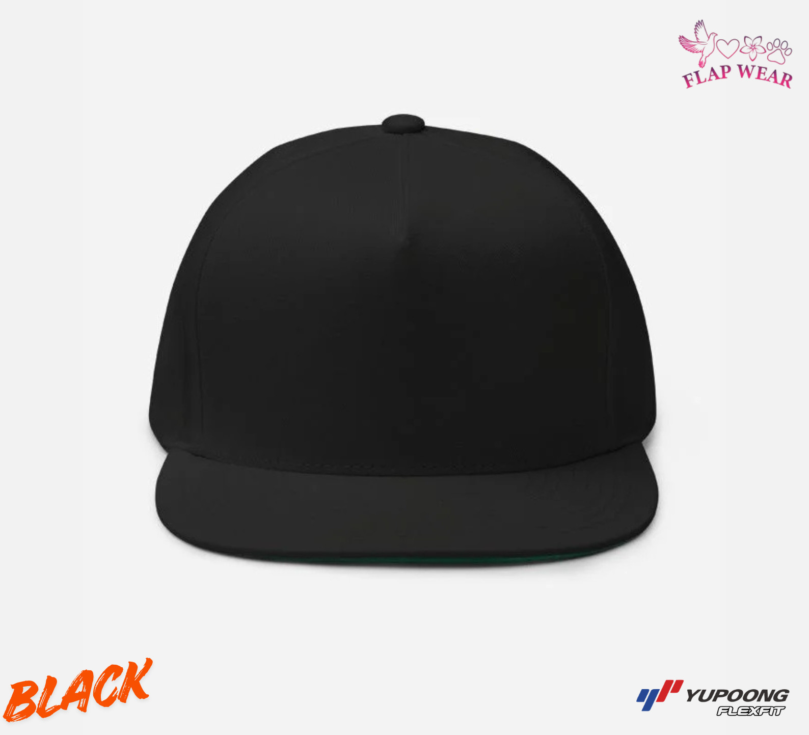 Custom Embroidered Flat Bill Cap Personalized Text Logo Yupoong 6007 Hat