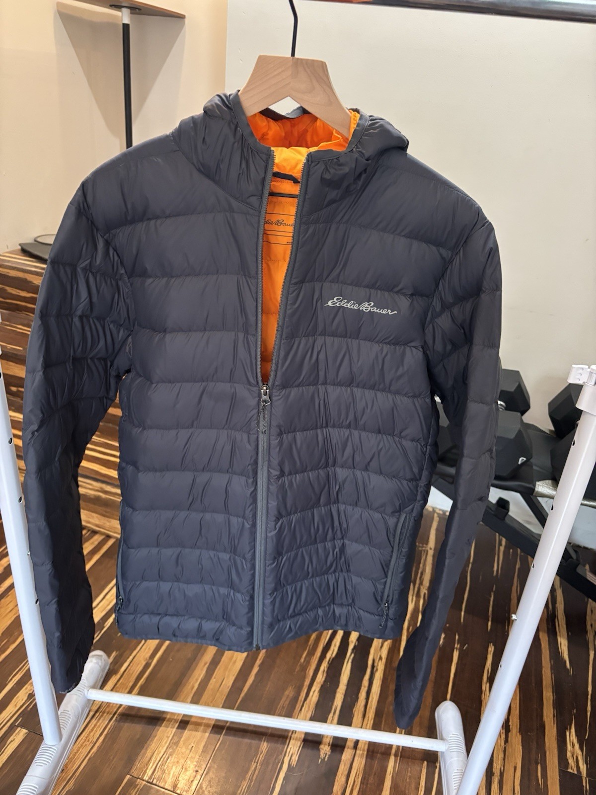 Eddie Bauer Jacket Blue Full Zip Hooded Mens Large qc-050029