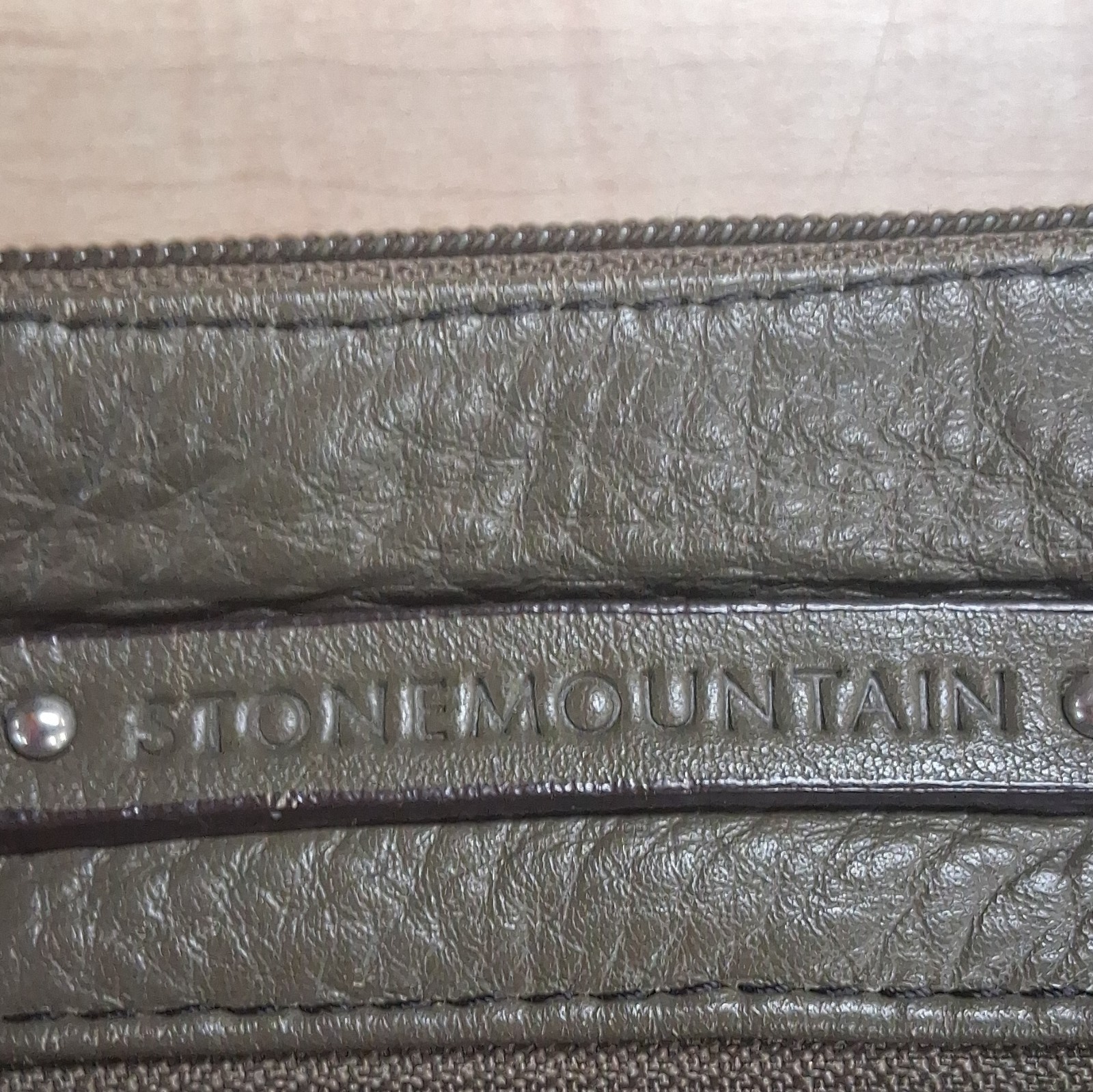 Stone Mountain Green Pebbled Shoulder Bag Silver Hardware Zip, Strap, Pockets