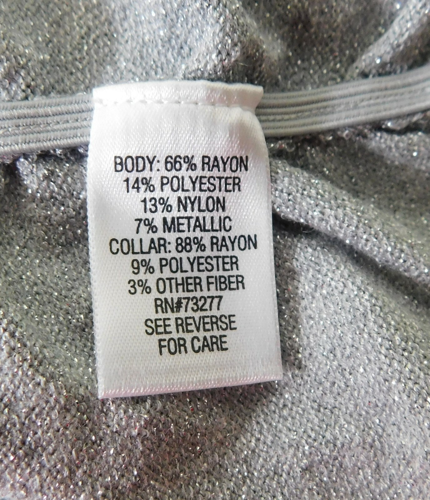 Apt.9 Women Shirt, Size L, Silver, 66%Rayon, 14%Polyester, 13%Nylon, 7%Metallic