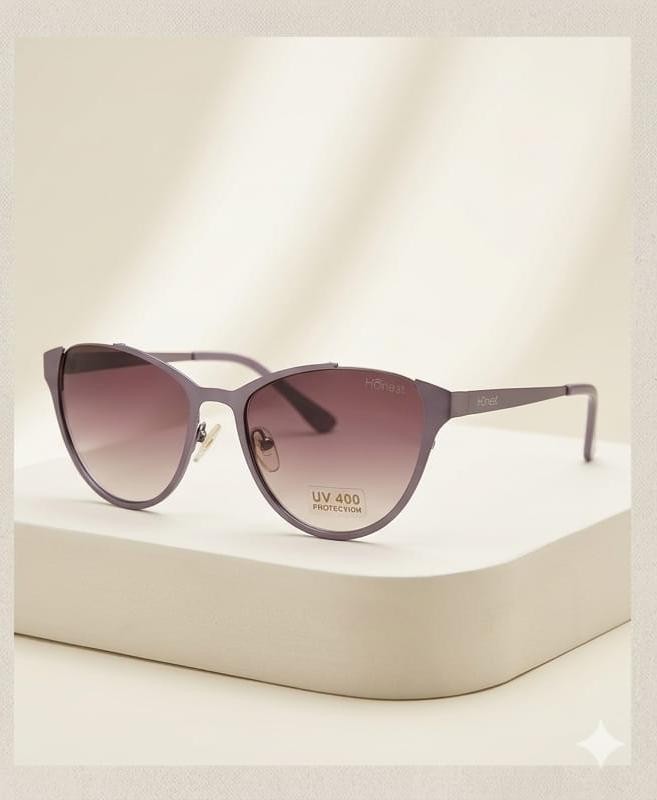 UV400 Trendy Cat Eye Silver Metal Frame Purple Sunglasses Gradient Len Unisex