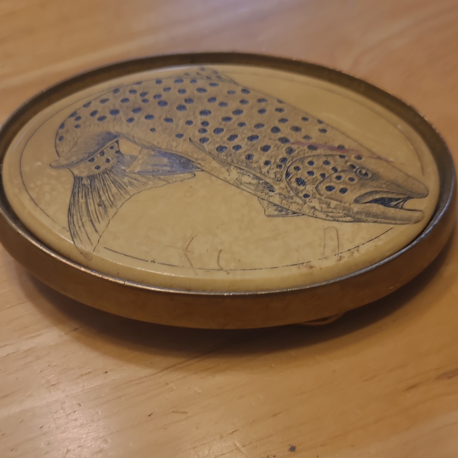 Barlow Solid Brass Oval Fish Western Belt Buckle Gold, Fits 1.75 in Belt