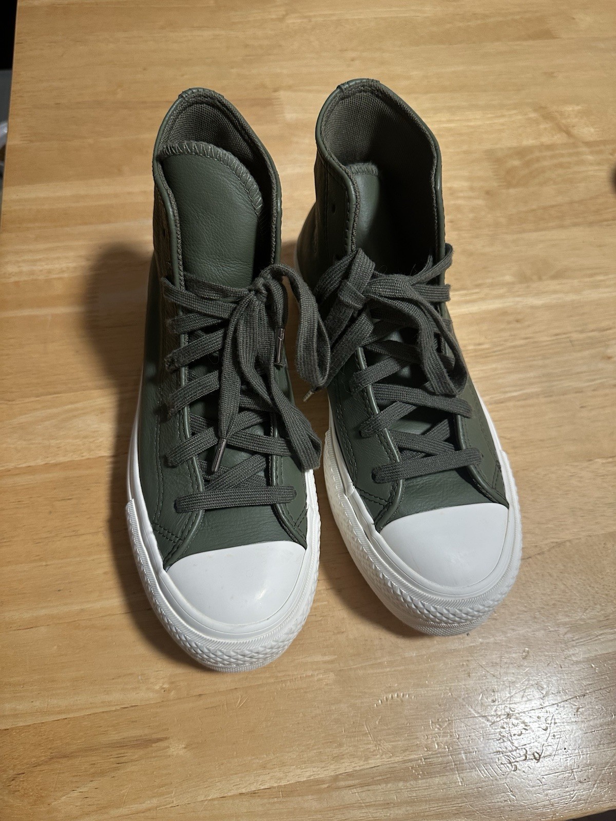 Converse Chuck Taylor All Star Lift Platform Leather High Top Utility Egret