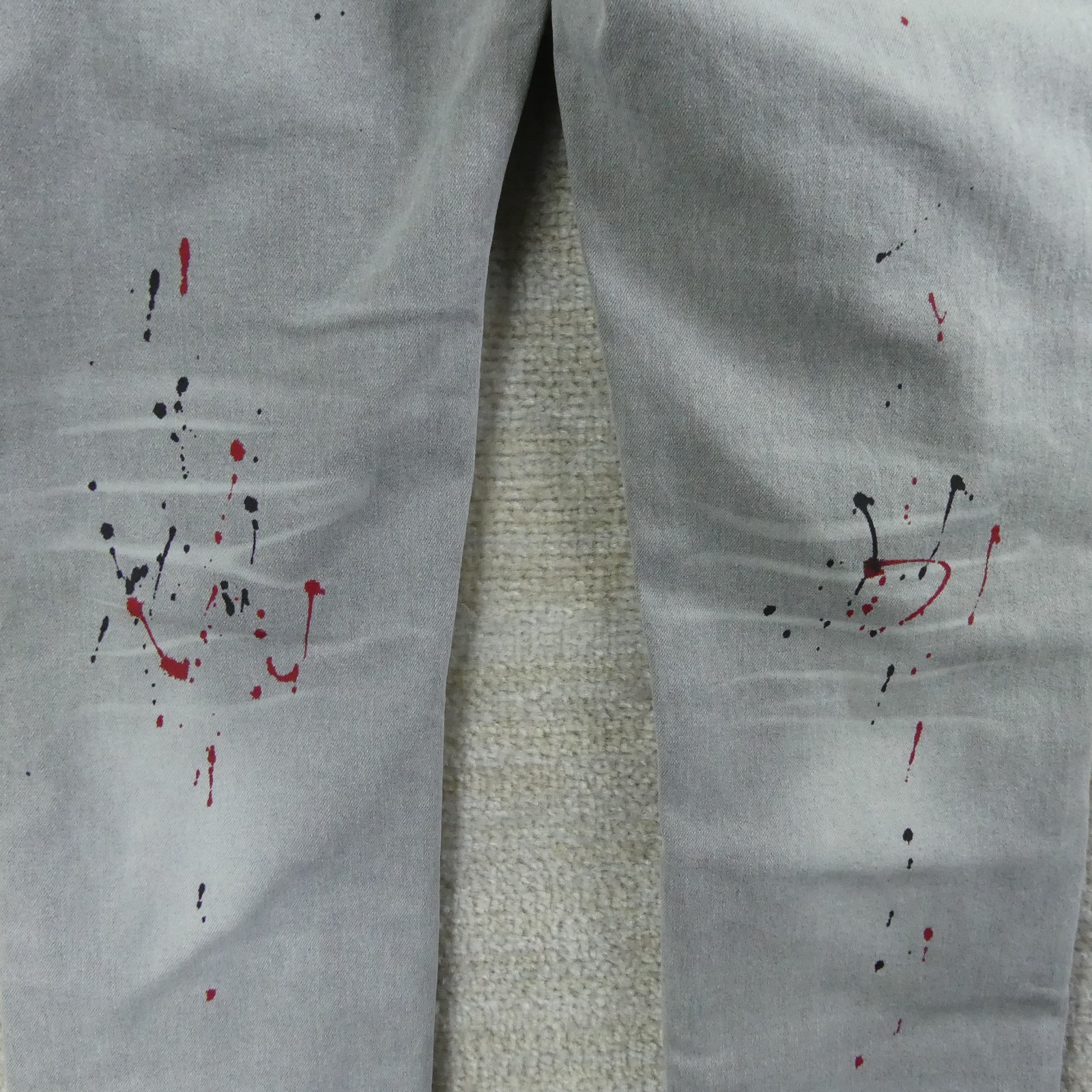 Jeans Mens 32×32 Blue Distressed Paint Splatter Whiskering Streetwear
