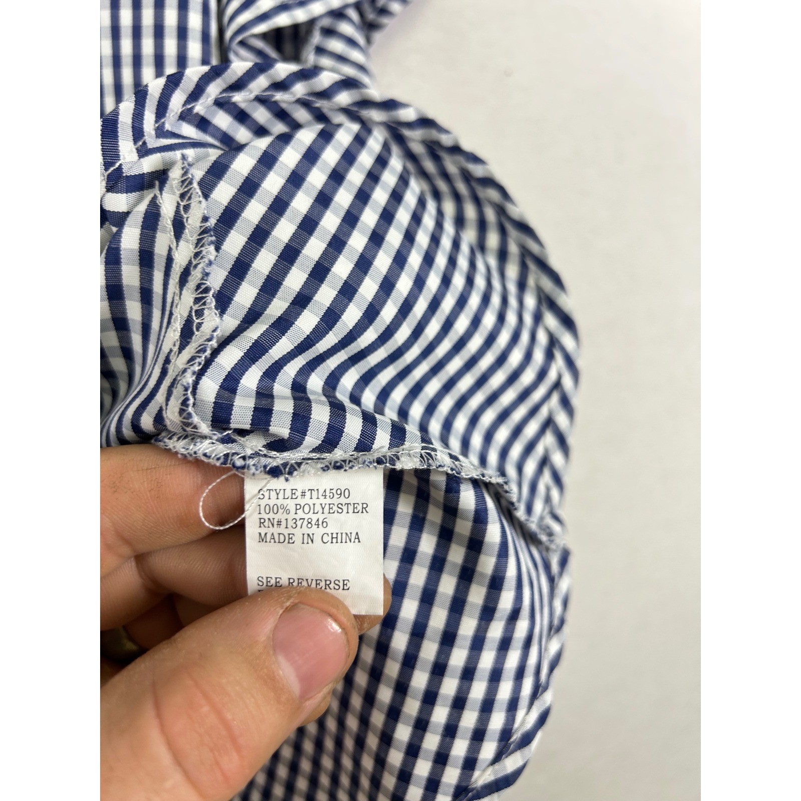 Roommates Navy White Gingham Tie Front Flutter Sleeve Top Women’s Medium