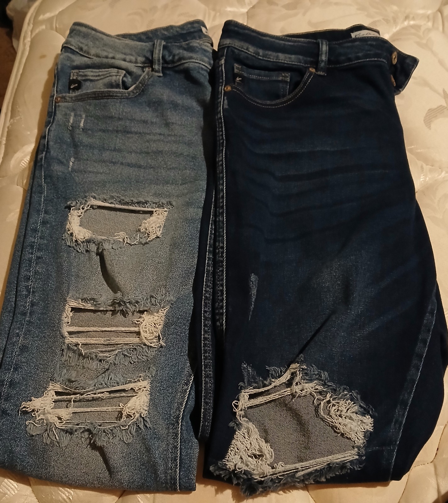 Lot of 2, 5-Pocket, Sz 16 KanCan Women’s Blue Distressed Skinny Denim Jeans