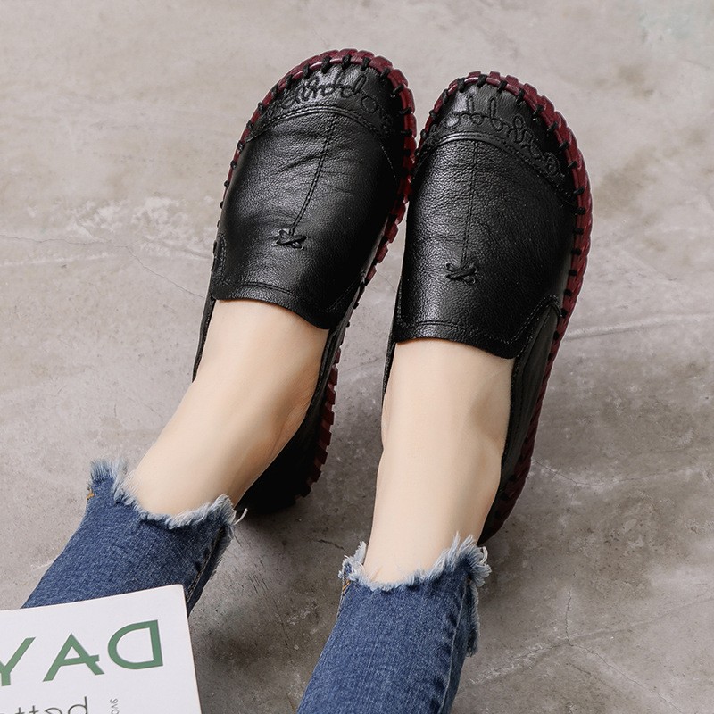 Women’s Comfort Boat Shoes Slip On Loafers Flat Moccasin Casual Leather Fashion