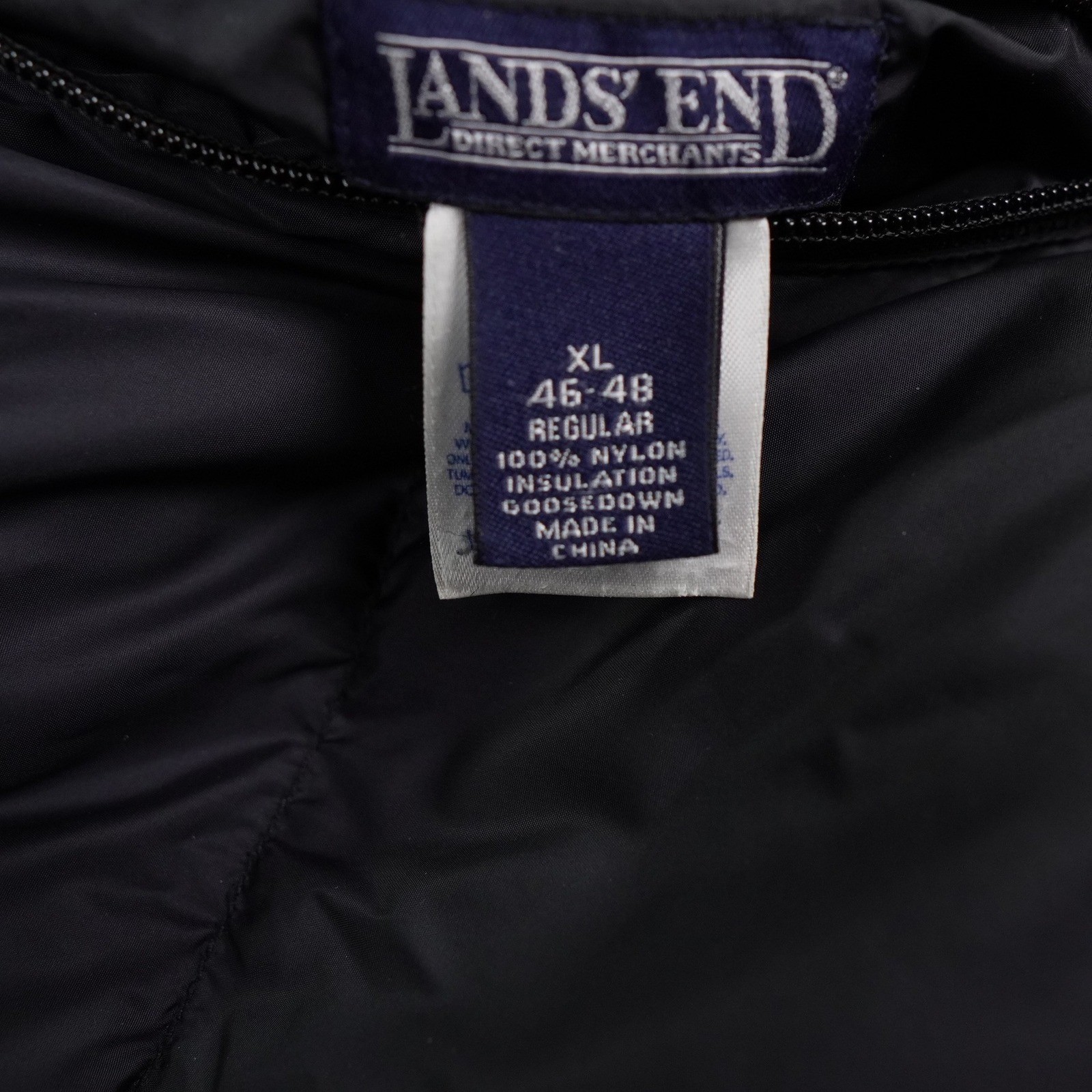 Lands’ End Mens Reversible Goose Down Puffer Vest Black Blue XL 46-48 73443