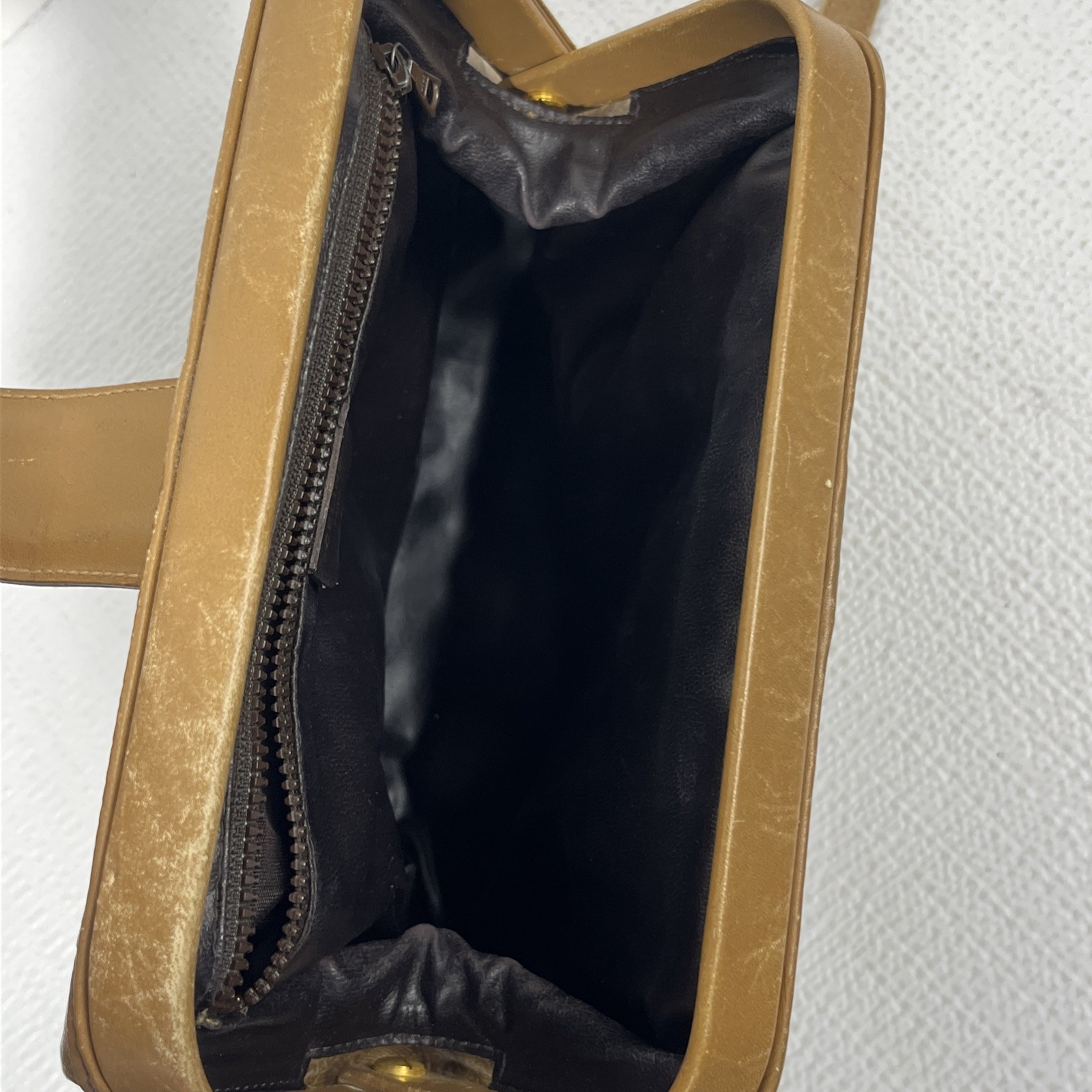 VTG CELINE Paris Macadam Monogram Leather Crossbody Bag Brown Trim