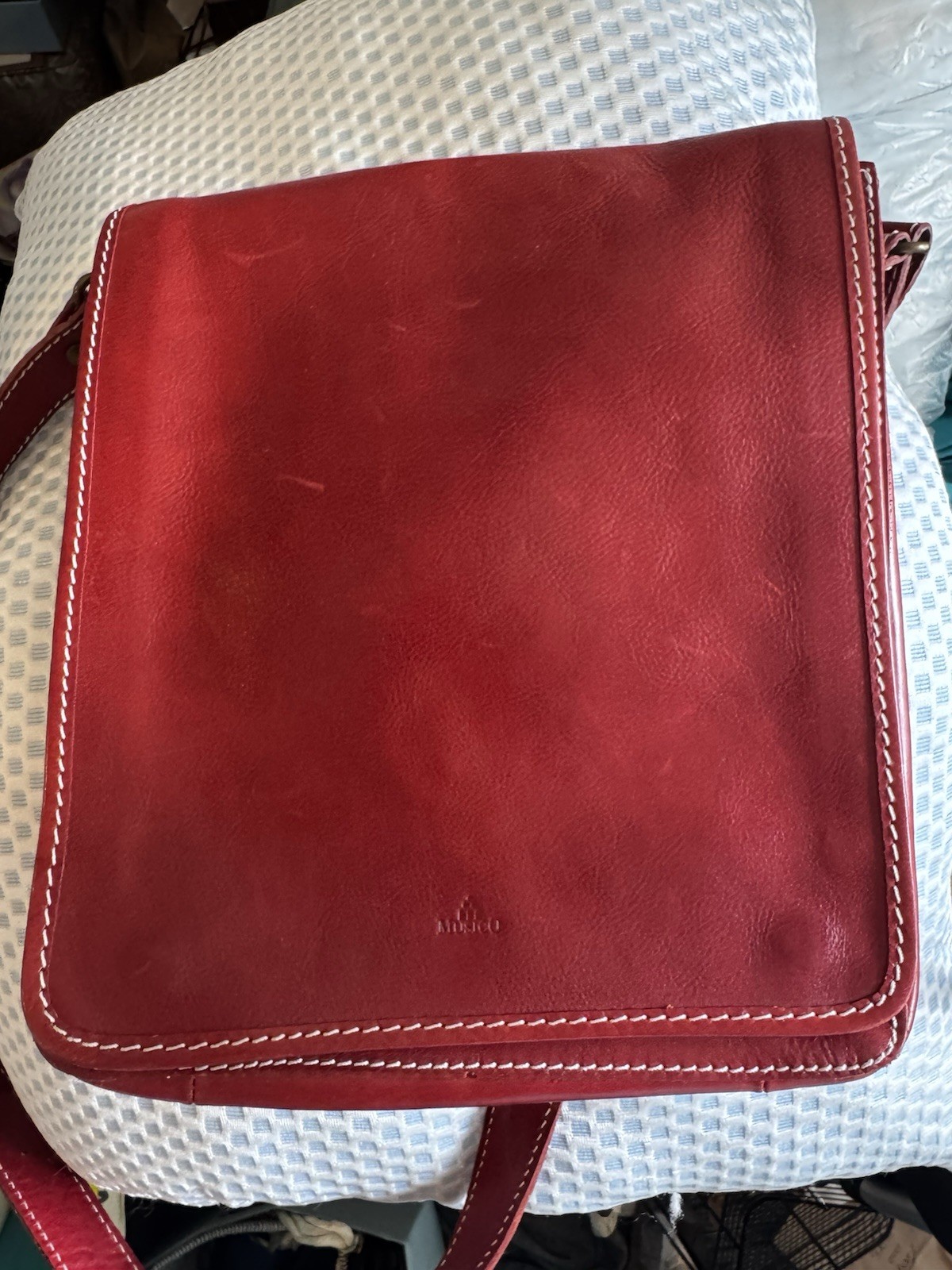 Muscionico Italian Leather Saddlebag From Italy Red Vintage